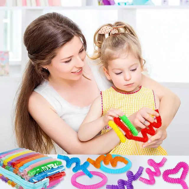 Alt view image 5 of 7 - 52 Pack Pop Tubes, Sensory Toys Party Favors for Kids 8-12 Fidget Toys for Anxiety Goodie Bag Stuffers Treasure Box Classroom Prizes Gifts for 3 4 5 6 7 8 9 Year Old Boys Girls Toddlers- 10 Colors