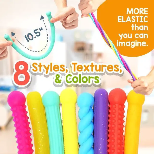Alt view image 2 of 6 - Sensory Autism Toys for Kids - Textured Stretchy Fidget Toys for Stress - Sensory Toys Special Needs for Autistic Toddlers Boys Girls Stocking Stuffers Gifts, Treasure Prizes Classroom - 8 Pack