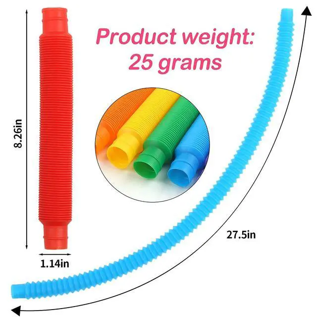 Alt view image 2 of 7 - 7 Pieces Jumbo Pop Toobs Fidget Toys,Pop Tubes Sensory Toys for Kids Adults DIY Decompression ADHD Autism