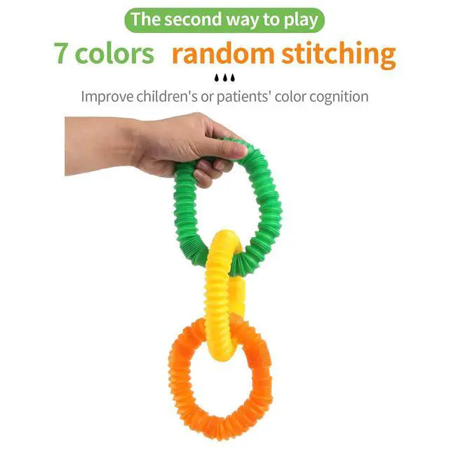 Alt view image 4 of 7 - 7 Pieces Jumbo Pop Toobs Fidget Toys,Pop Tubes Sensory Toys for Kids Adults DIY Decompression ADHD Autism