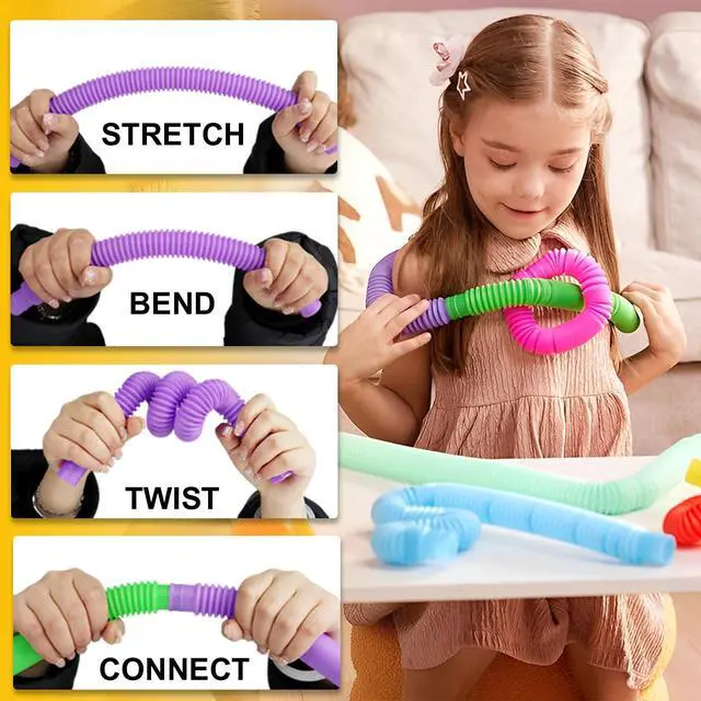 Alt view image 3 of 7 - Pop Tubes, Sensory Fidget Tubes, 12 Pack, Large