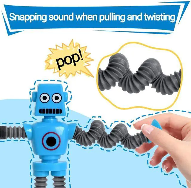 Alt view image 5 of 7 - Robot Toys (4 Pack), Telescopic Suction Cup Robots Autism Pop Tubes Sensory Fidget Toy, Gifts for Kids Toddler Age 3-6 Year Old, Boy Girl Party Favors