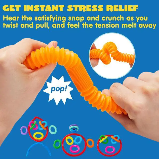 Alt view image 2 of 7 - 36 Pack Pop Tubes, Sensory Toys (Small) Fidget Toys Party Favors - 9 Colors, Creativity Learning & Fun for Kids - Perfect for Prizes Goodie Bags, Classroom School Reward