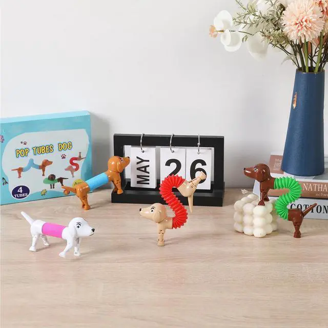 Alt view image 5 of 7 - Dog pop Tubes fidgets, Sensory Toys for Kids with Autism,Fidget Toys for Toddlers,Dog Party Favors, Stocking Stuffers for Kids4 Pack Dog
