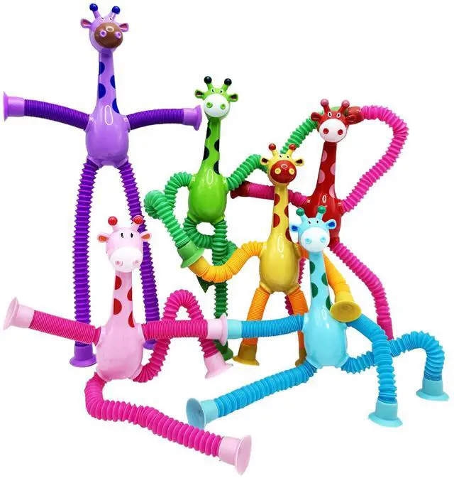 Main image of Telescopic Suction Cup Toy, Pop Tube Sensory Fidget Toys for Autism, Airplane Travel Essentials, Educational Fidget Toys, Great Idea for Boys and Girls (6PC Giraffe)