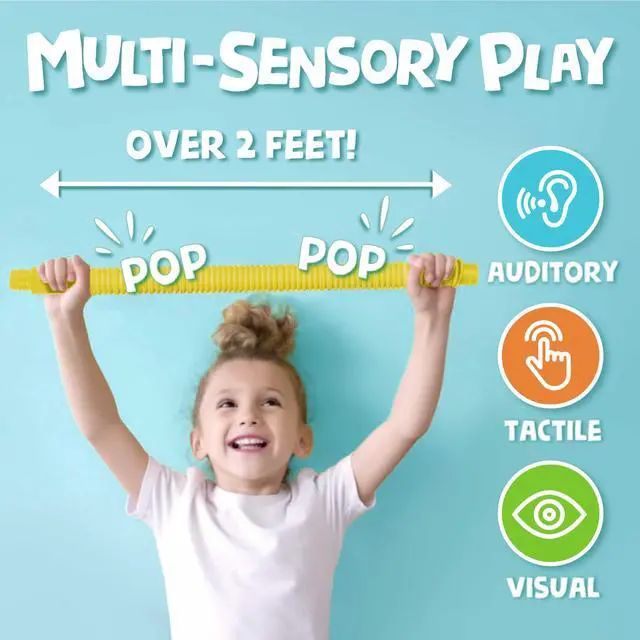Alt view image 3 of 7 - Pop Tubes - Sensory Toys - Toddler Toys - Imaginative Play & Stimulating Creative Learning - Hours of Fun for Kids - Tons of Ways to Play - Non-Mouthable Toy 3+ - 6 Pack Medium