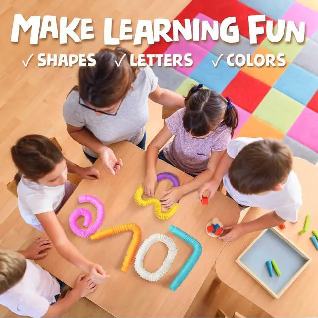 Alt view image 4 of 7 - Pop Tubes - Sensory Toys - Toddler Toys - Imaginative Play & Stimulating Creative Learning - Hours of Fun for Kids - Tons of Ways to Play - Non-Mouthable Toy 3+ - 6 Pack Medium