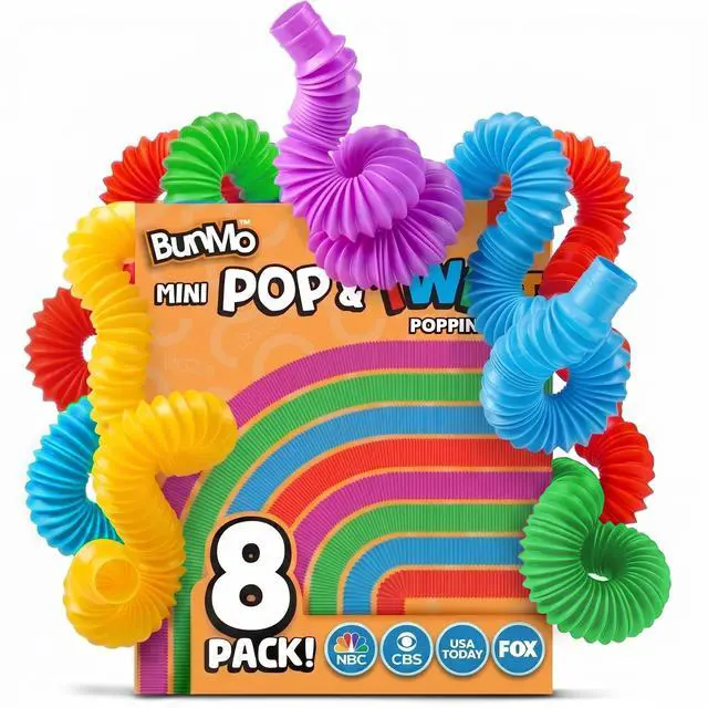 Main image of Pop Tubes - Sensory Toys - Fidget Toys - Imaginative Play & Stimulating Creative Learning - Hours of Fun for Kids - Tons of Ways to Play - Non-Mouthable Toy 3+ - 8 Pack Small