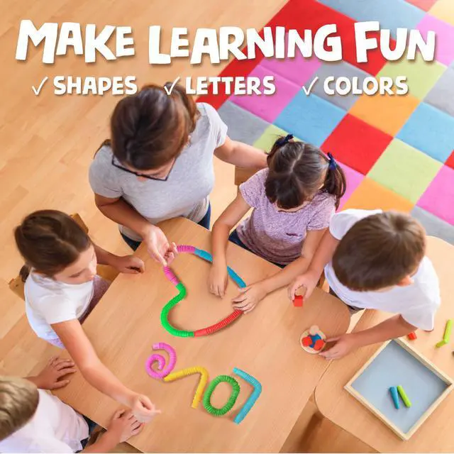 Alt view image 4 of 7 - Pop Tubes - Sensory Toys - Fidget Toys - Imaginative Play & Stimulating Creative Learning - Hours of Fun for Kids - Tons of Ways to Play - Non-Mouthable Toy 3+ - 8 Pack Small