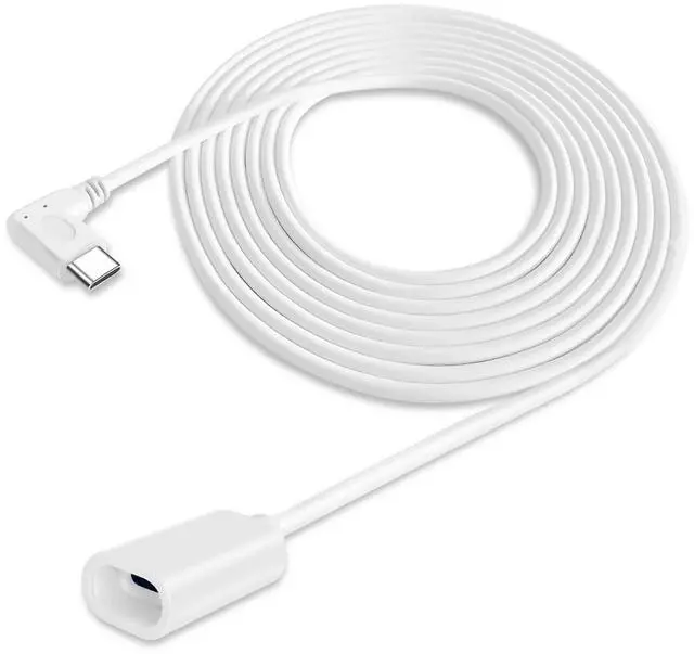 Main image of 10FT Long Right Angle USB-C Extension Cable: 90° Type C Male to Female Cord Compatible with iPhone 15/16, MagSafe, HomePod & More Type-C Interface Devices (White,10FT)