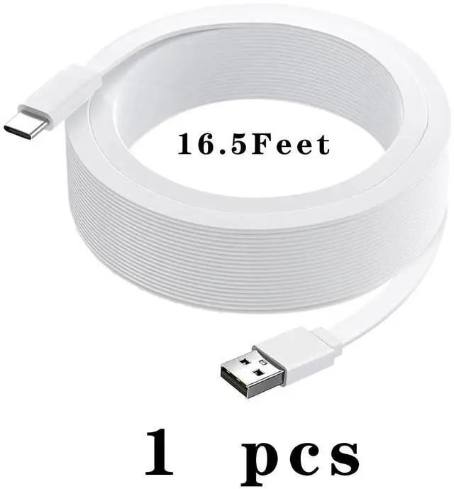 Alt view image 4 of 4 - 16FT USB C Cable for Ring Spotlight Cam Plus Pro/Stick up Cam Pro/Outdoor Cam Plus Battery Charging, Flat Power Cord Long Extension, White