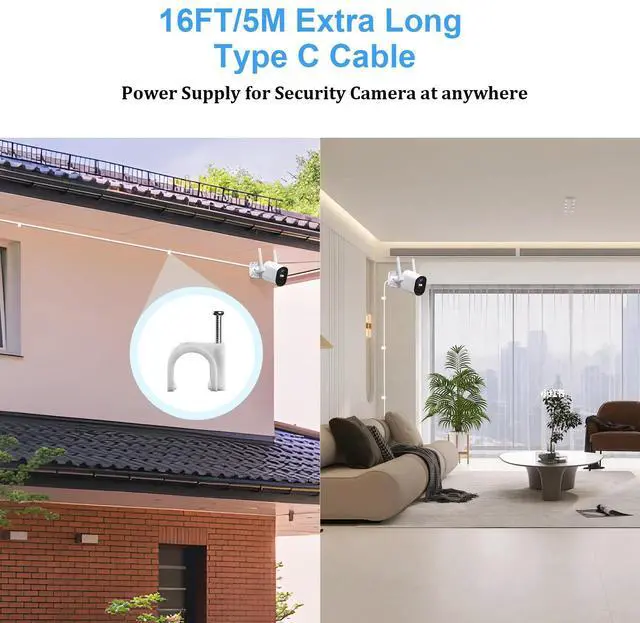 Alt view image 3 of 7 - 16FT USB C Cable,5M Long Power Extension Cord White
