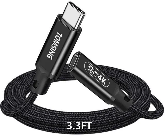Main image of USB C Extension Cable 20Gbps 4K@60HZ,3.3FTUSB 3.2 Type C Male to Female Extension Charging & Sync for Smartphone,Tablets,Laptops PlayStation, Xbox,Printer, Camera and More