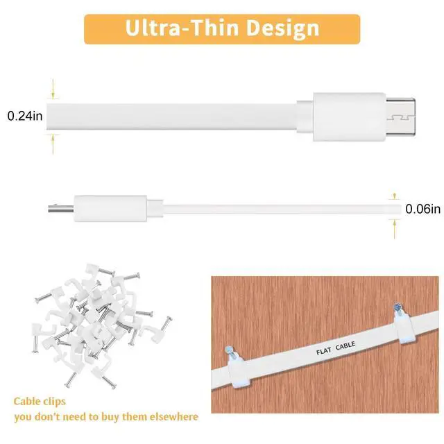 Alt view image 7 of 7 - 2Pack 10ft/3m Micro USB Extension Cable Compatible with Wyze Cam V4,Wyze Cam OG,WYZE Cam Pan,Wyze Cam V3,Zmodo,Kasa Camera EC60,KC100,KC400,Male to Female Extender Cord,Flat Charging Cable
