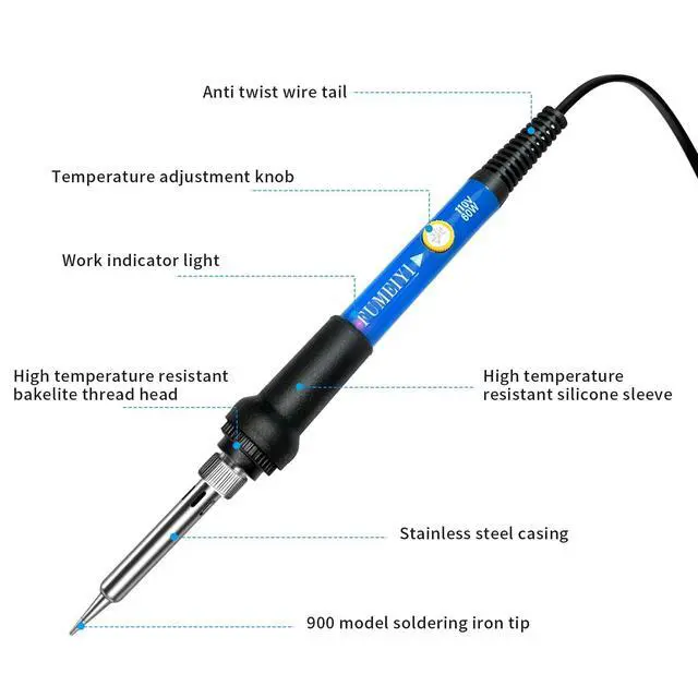 Alt view image 2 of 6 - Soldering Iron Kit, 21-in-1 with Adjustable Temperature, 5 Soldering Tips, 60W Soldering Iron, Solder Wire, Desoldering Pump, Stand - A Welding for Electronic Hobbyist DIY with 110V US Plug