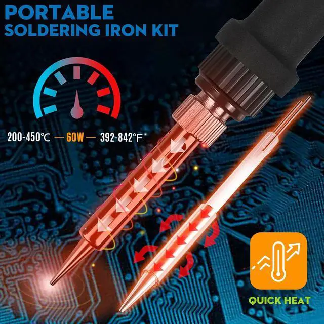 Alt view image 4 of 7 - 60W Soldering Iron Kit, 110V Soldering Iron Adjustable Temperature