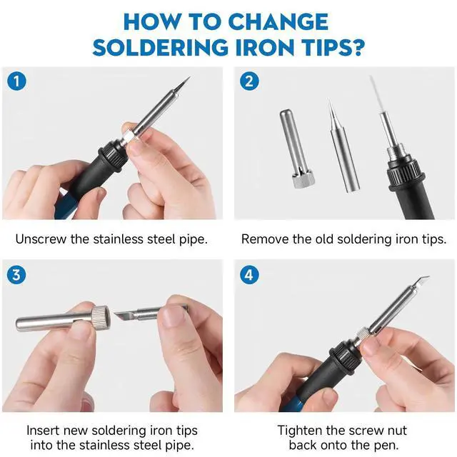 Alt view image 3 of 7 - 60W Soldering Iron Kit, 110V Soldering Iron Adjustable Temperature