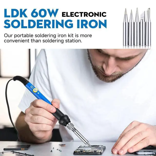 Alt view image 5 of 7 - 60W Soldering Iron Kit, 110V Soldering Iron Adjustable Temperature