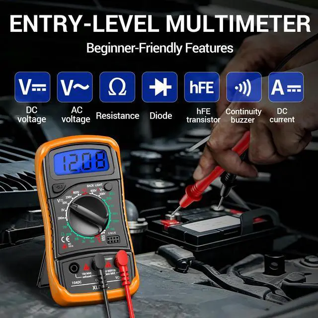 Alt view image 2 of 7 - Digital Multimeter with Case, AC/DC Voltmeter, Ammeter and Ohmmeter