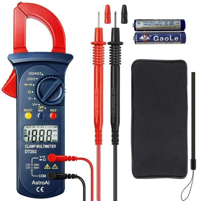 Main image of Digital Clamp Meter 2000 Counts, Multimeter Amp Meter with Auto Ranging; Measures Voltage Tester, AC Current, Resistance, Continuity; Tests Diodes