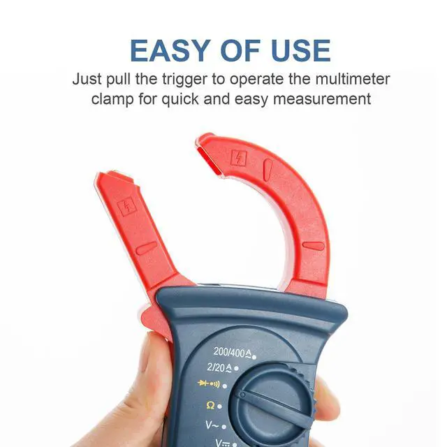 Alt view image 2 of 7 - Digital Clamp Meter 2000 Counts, Multimeter Amp Meter with Auto Ranging; Measures Voltage Tester, AC Current, Resistance, Continuity; Tests Diodes