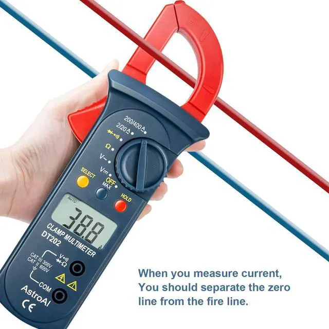 Alt view image 3 of 7 - Digital Clamp Meter 2000 Counts, Multimeter Amp Meter with Auto Ranging; Measures Voltage Tester, AC Current, Resistance, Continuity; Tests Diodes