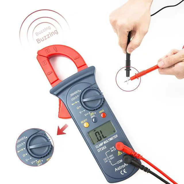 Alt view image 7 of 7 - Digital Clamp Meter 2000 Counts, Multimeter Amp Meter with Auto Ranging; Measures Voltage Tester, AC Current, Resistance, Continuity; Tests Diodes