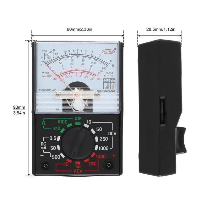 Alt view image 3 of 7 - Analog Multimeter, AC/DC Volt 1000V Voltmeter Amp Volt Ohm Voltage Tester Meter with Test Leads and Battery Included