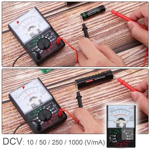 Alt view image 7 of 7 - Analog Multimeter, AC/DC Volt 1000V Voltmeter Amp Volt Ohm Voltage Tester Meter with Test Leads and Battery Included