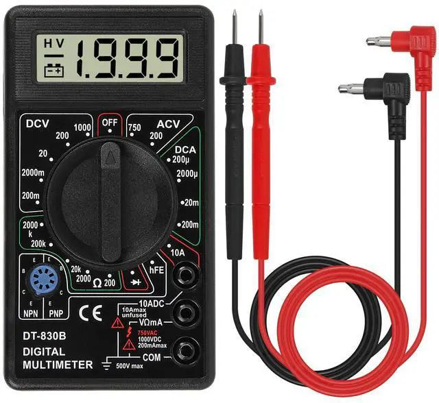 Main image of DT-830D Digital Multimeter with Buzzer Square Wave Output Voltage Ampere Ohm Tester Probe DC AC LCD Overload Protection