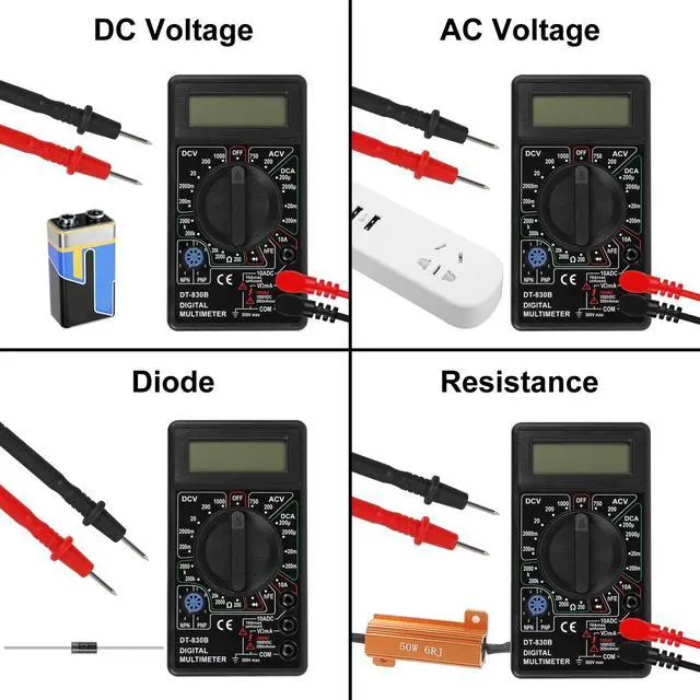 Alt view image 3 of 6 - DT-830D Digital Multimeter with Buzzer Square Wave Output Voltage Ampere Ohm Tester Probe DC AC LCD Overload Protection