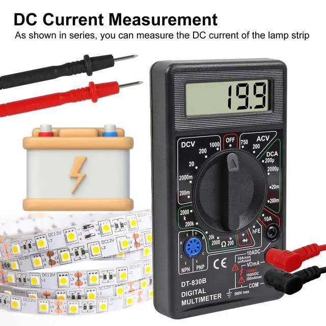 Alt view image 4 of 6 - DT-830D Digital Multimeter with Buzzer Square Wave Output Voltage Ampere Ohm Tester Probe DC AC LCD Overload Protection