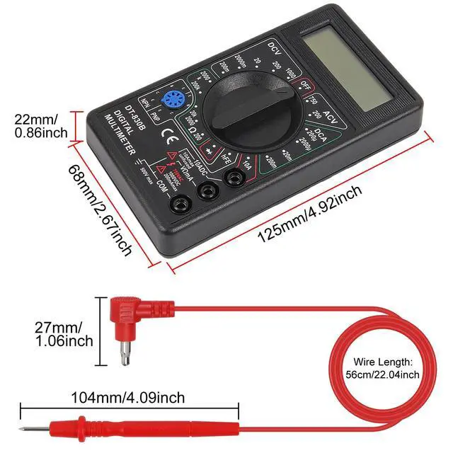 Alt view image 5 of 6 - DT-830D Digital Multimeter with Buzzer Square Wave Output Voltage Ampere Ohm Tester Probe DC AC LCD Overload Protection