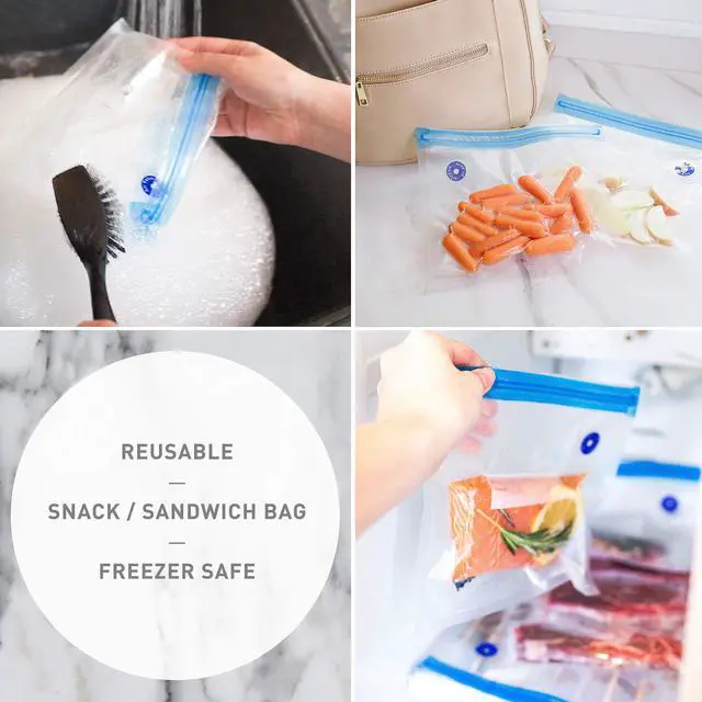Alt view image 4 of 7 - Sous Vide Bags for Joule and Anova Cooker - 20 Pieces Kit with Vacuum Sealer Bags, Hand Pump, Clips - 3 Bag Sizes, Food Storage, Meal Prep - Fits Any Sous Vide Cooking Machine