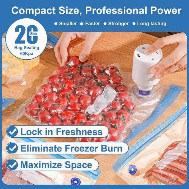 Alt view image 2 of 7 - 30pcs Vacuum Sealer Kit, Durable/Airtight Food & 3D Printer Filament Storage, with 60KPA Auto Pump & Clips for Cooking/Freezing/Travel/Filament Dry, Compression Storage