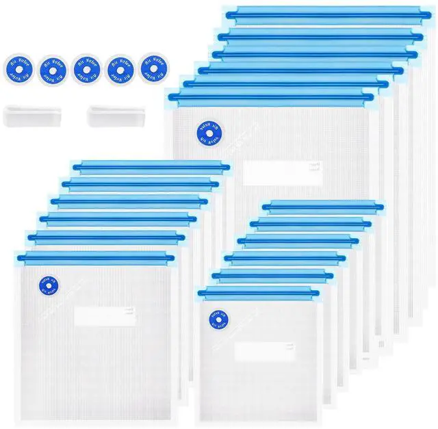 Main image of Sous Vide Bags 25Pcs, Reusable BPA Free Vacuum Sealer Bags Vacuum Food Storage Bag for Cooking/Food Storage/Microwave Heating - 3 Size 18Pcs Vacuum Zipper Bag & 5 Air Valves & 2 Seal Clips