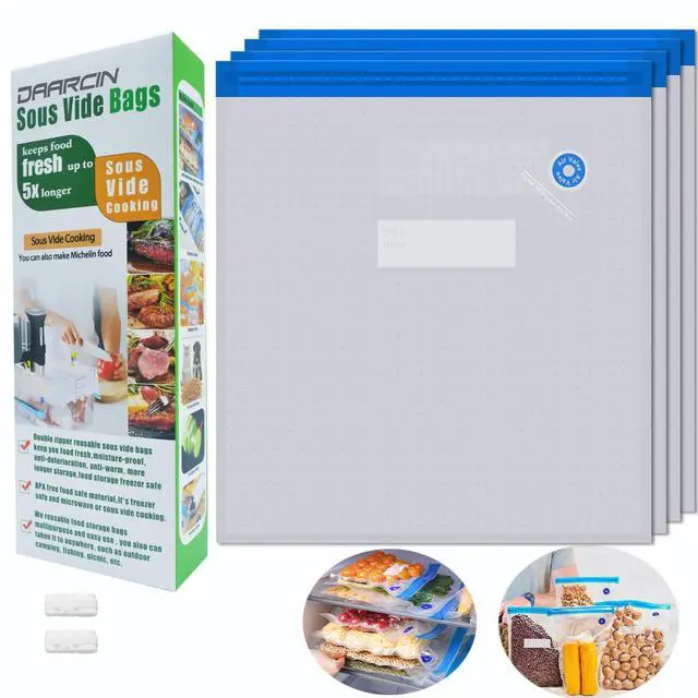 Main image of Super Large Sous Vide Bags15pcs kit,BPA Free Reusable Vacuum Sealer Bags and 2pcs Sealing Clips for Food Storage and Sous Vide Cooking(11.8x13.4in/30x34cm)
