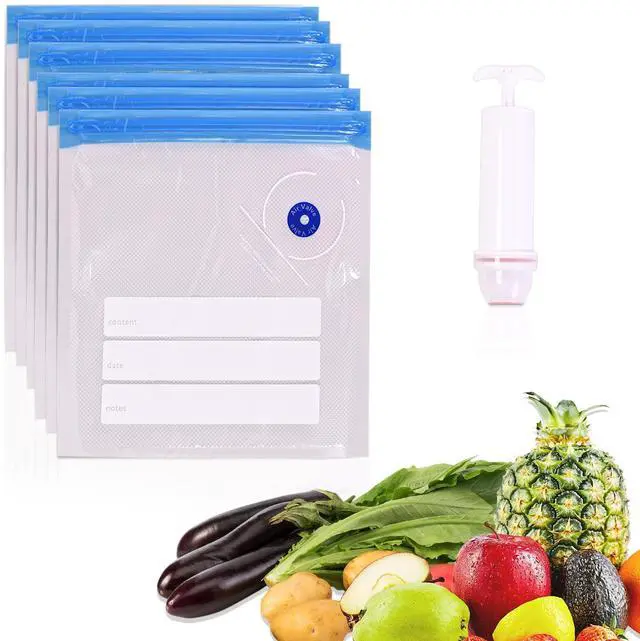 Main image of Sous Vide Bags, 20 PCS 8"X9" Reusable Vacuum Seal Bags for Food,Vacuum Zipper Sealer Bag with Hand Pump, Sous Vide Cooking,Freezer Safe,Microwave Heating and Food Storage