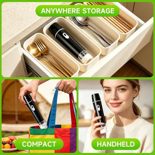 Alt view image 3 of 7 - Compact Vacuum Sealer for food, with 10 Reusable Vacuum Bags