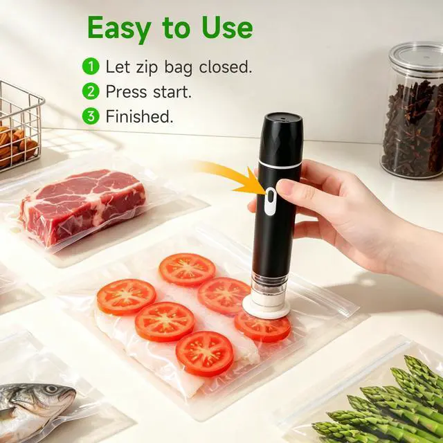 Alt view image 4 of 7 - Compact Vacuum Sealer for food, with 10 Reusable Vacuum Bags