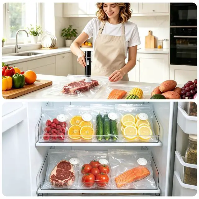 Alt view image 6 of 7 - Compact Vacuum Sealer for food, with 10 Reusable Vacuum Bags