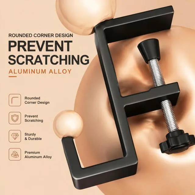 Alt view image 5 of 7 - Headphone Stand - Aluminum Alloy Headphone Holder, Under Headset Stand for Desk Fit for PC Gaming Headset Hanger Hook Suitable for Office, Computer, Student Class Desk, Handmade Creator Table