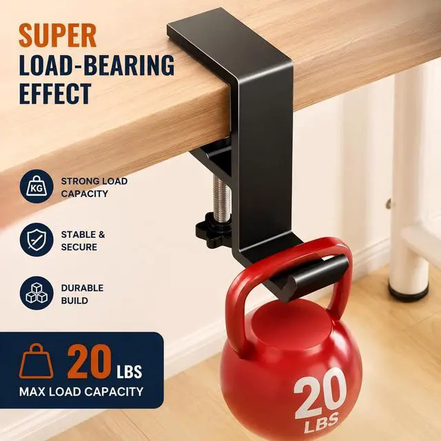 Alt view image 6 of 7 - Headphone Stand - Aluminum Alloy Headphone Holder, Under Headset Stand for Desk Fit for PC Gaming Headset Hanger Hook Suitable for Office, Computer, Student Class Desk, Handmade Creator Table