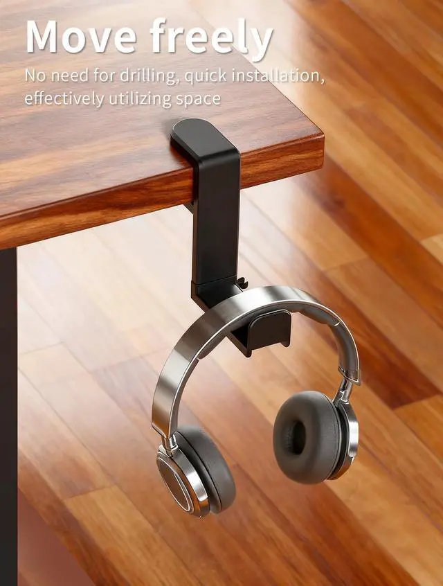 Alt view image 4 of 7 - Headphone HookHeadphone StandPC Gaming Headset Holder for DeskDesk Headphone HangerDesk Hook with 360-Degree Adjustable Rotation