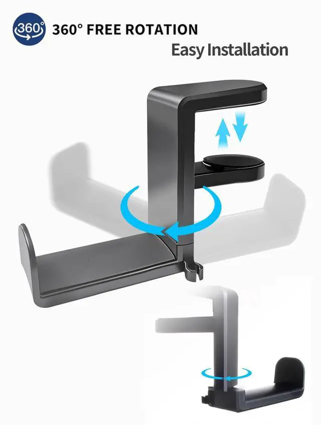 Alt view image 5 of 7 - Headphone HookHeadphone StandPC Gaming Headset Holder for DeskDesk Headphone HangerDesk Hook with 360-Degree Adjustable Rotation