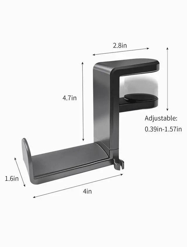 Alt view image 6 of 7 - Headphone HookHeadphone StandPC Gaming Headset Holder for DeskDesk Headphone HangerDesk Hook with 360-Degree Adjustable Rotation