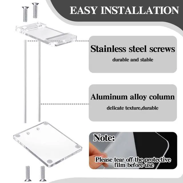 Alt view image 3 of 7 - Acrylic Headphone Stand Headset Holder for Desk, Clear Acrylic Gaming Headset Stand Universal Headphone Holder for Desktop Display Office Accessories, with Metal Hardware(Rectangle)