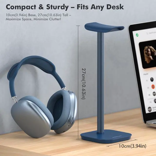 Alt view image 2 of 7 - Headphone Stand, Desktop Headset Holder Heavy Base Desk Earphone Stand Aluminum Gaming Headset Hanger Rack for AirPods Max, AirPods, AirPods Pro, Sony, Beats, Bose, Razer and More(Blue)