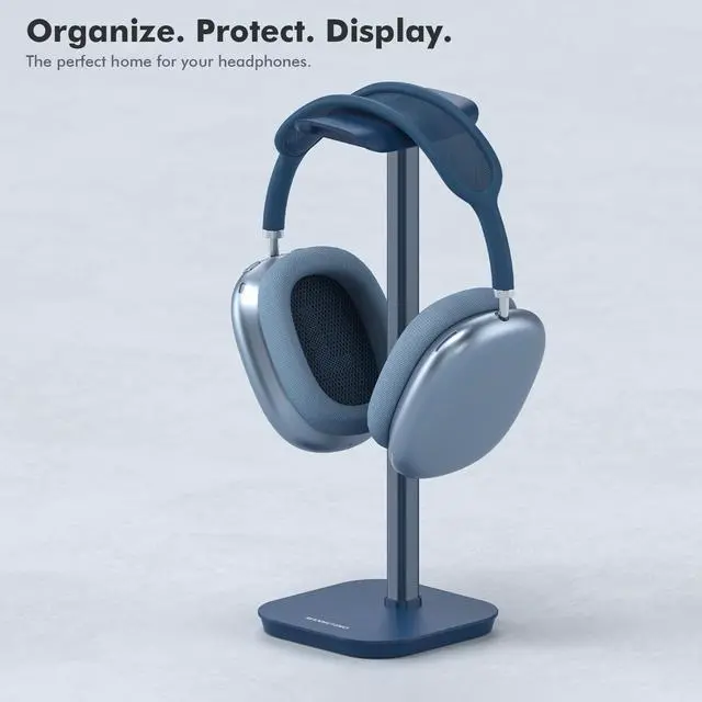 Alt view image 6 of 7 - Headphone Stand, Desktop Headset Holder Heavy Base Desk Earphone Stand Aluminum Gaming Headset Hanger Rack for AirPods Max, AirPods, AirPods Pro, Sony, Beats, Bose, Razer and More(Blue)