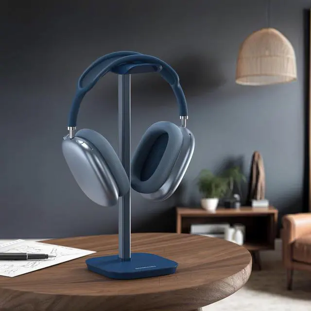 Alt view image 7 of 7 - Headphone Stand, Desktop Headset Holder Heavy Base Desk Earphone Stand Aluminum Gaming Headset Hanger Rack for AirPods Max, AirPods, AirPods Pro, Sony, Beats, Bose, Razer and More(Blue)